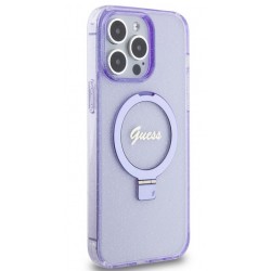 Θήκη Guess  IML Ring Stand Glitter MagSafe Apple iPhone 15 Pro Max (6.7") Purple