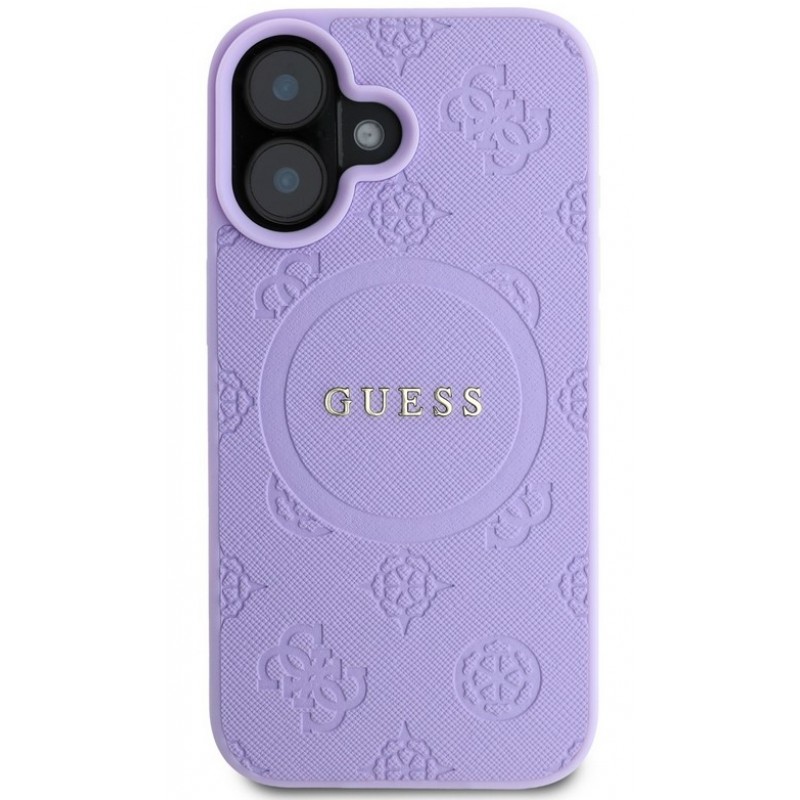 Θήκη Guess Saffiano Peony Stamp MagSafe Case Apple iPhone 16 (6.1") Purple