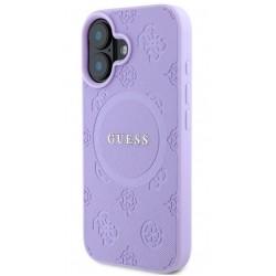 Θήκη Guess Saffiano Peony Stamp MagSafe Case Apple iPhone 16 (6.1") Purple