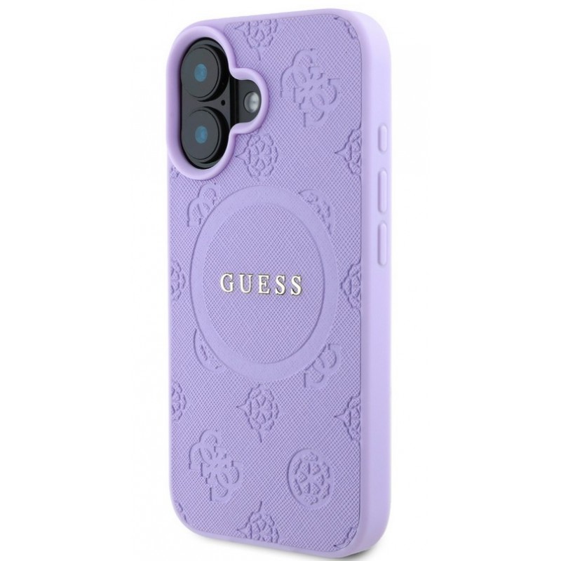 Θήκη Guess Saffiano Peony Stamp MagSafe Case Apple iPhone 16 (6.1") Purple