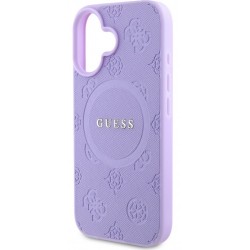 Θήκη Guess Saffiano Peony Stamp MagSafe Case Apple iPhone 16 (6.1") Purple