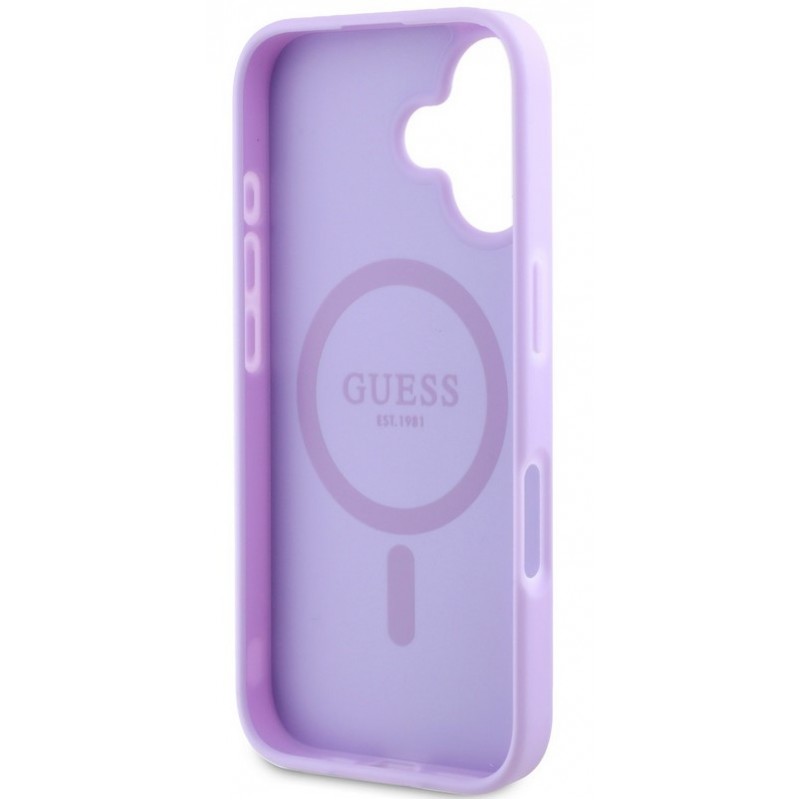 Θήκη Guess Saffiano Peony Stamp MagSafe Case Apple iPhone 16 (6.1") Purple