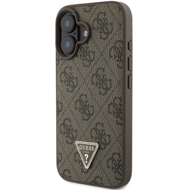 Θήκη Guess PU 4G Strass Triangle Metal Logo Case Apple iPhone 16 (6.1") Brown