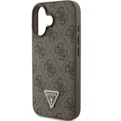 Θήκη Guess PU 4G Strass Triangle Metal Logo Case Apple iPhone 16 (6.1") Brown