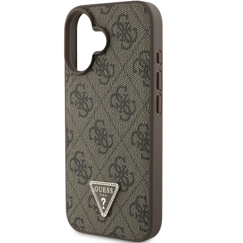 Θήκη Guess PU 4G Strass Triangle Metal Logo Case Apple iPhone 16 (6.1") Brown