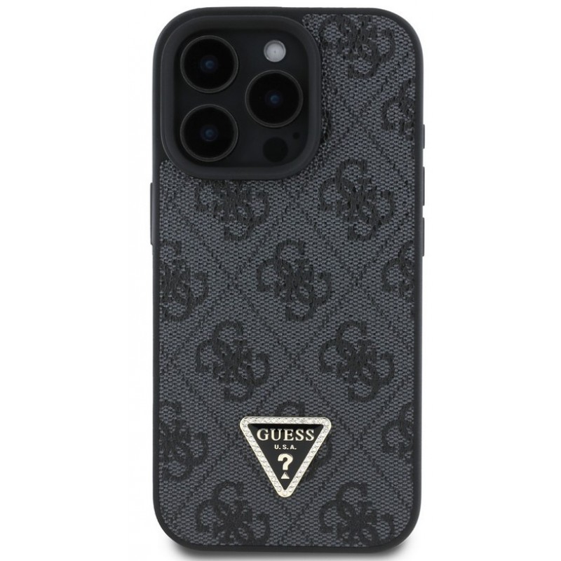 Θήκη Guess PU 4G Strass Triangle Metal Logo Case + Crossbody Strap Apple iPhone 16 Pro Max (6.9") Black