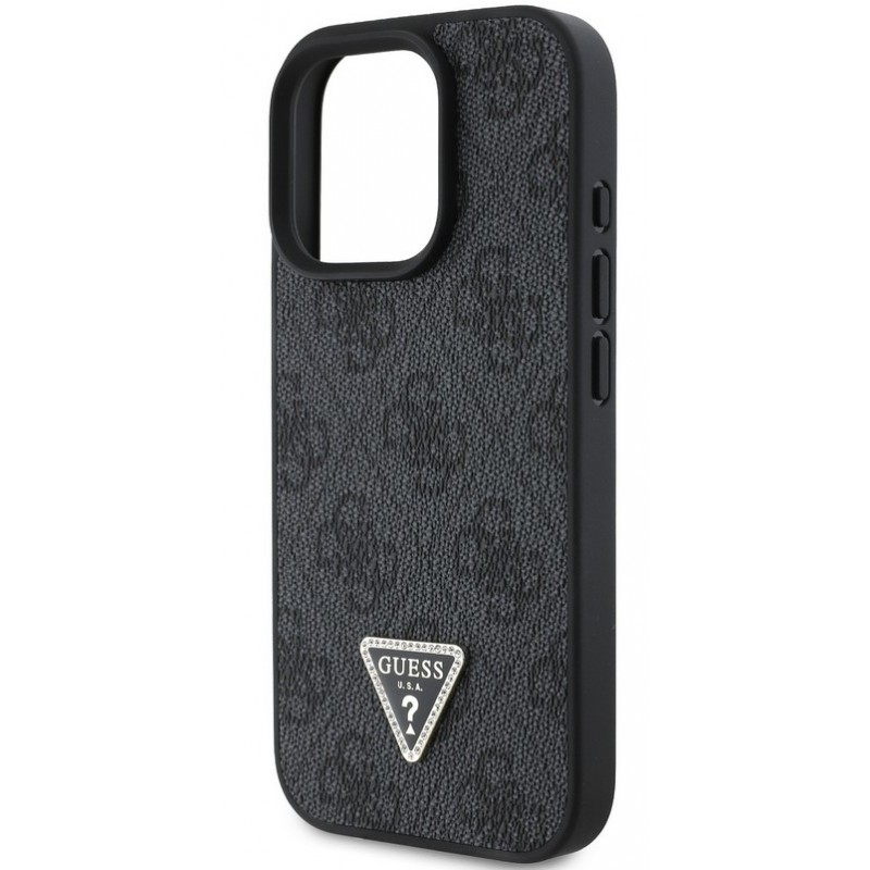 Θήκη Guess PU 4G Strass Triangle Metal Logo Case + Crossbody Strap Apple iPhone 16 Pro Max (6.9") Black