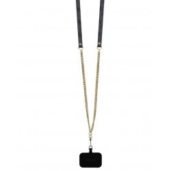 Θήκη Guess PU 4G Strass Triangle Metal Logo Case + Crossbody Strap Apple iPhone 16 Pro Max (6.9") Black
