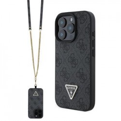 Θήκη Guess PU 4G Strass Triangle Metal Logo Case + Crossbody Strap Apple iPhone 16 Pro Max (6.9") Black