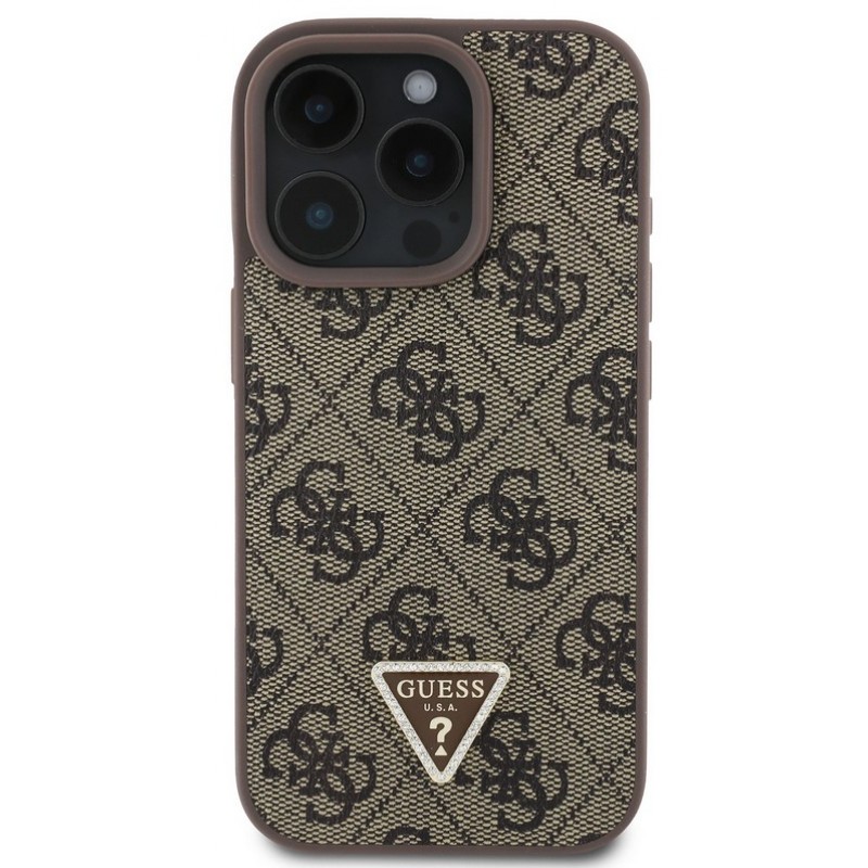Θήκη Guess PU 4G Strass Triangle Metal Logo Case + Crossbody Strap Apple iPhone 16 Pro Max (6.9") Brown