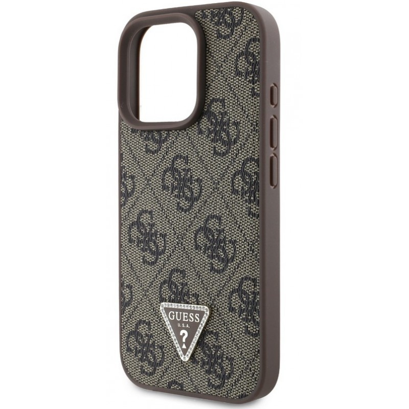 Θήκη Guess PU 4G Strass Triangle Metal Logo Case + Crossbody Strap Apple iPhone 16 Pro Max (6.9") Brown