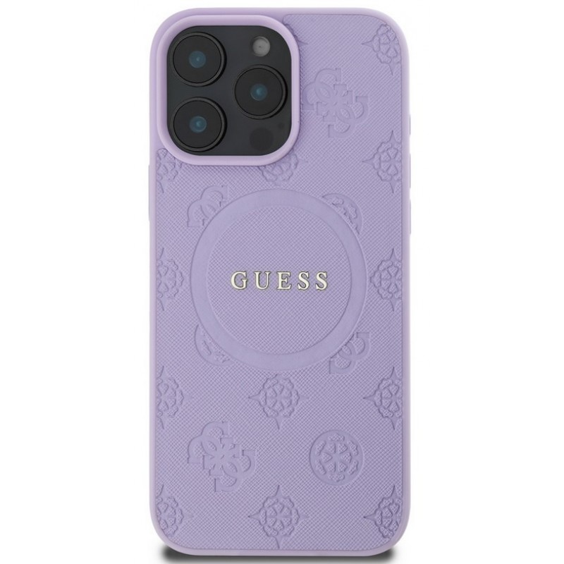 Θήκη Guess Saffiano Peony Stamp MagSafe Case Apple iPhone 16 Pro Max (6.9") Purple