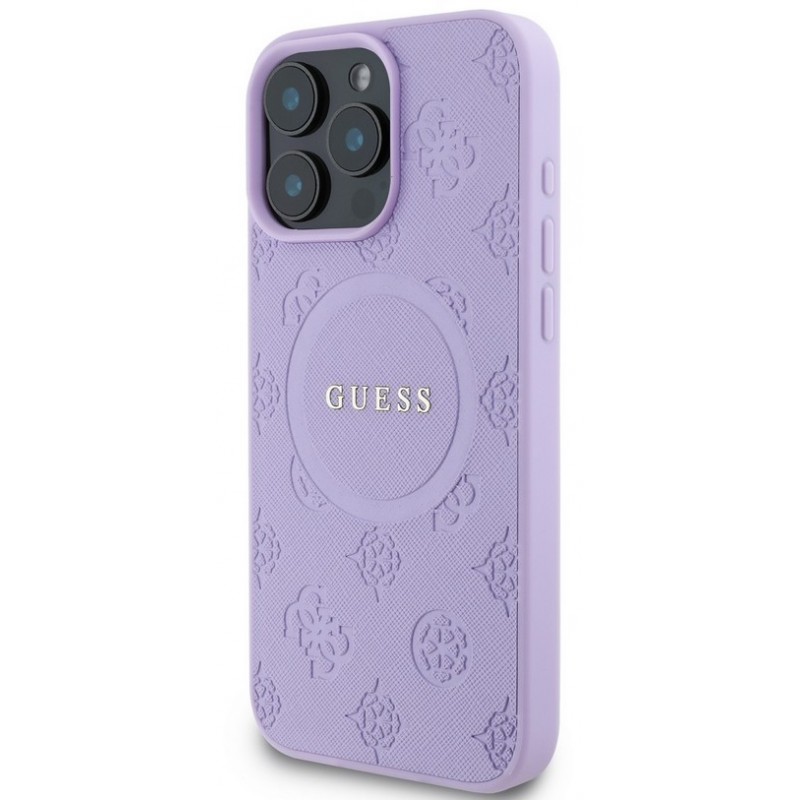 Θήκη Guess Saffiano Peony Stamp MagSafe Case Apple iPhone 16 Pro Max (6.9") Purple