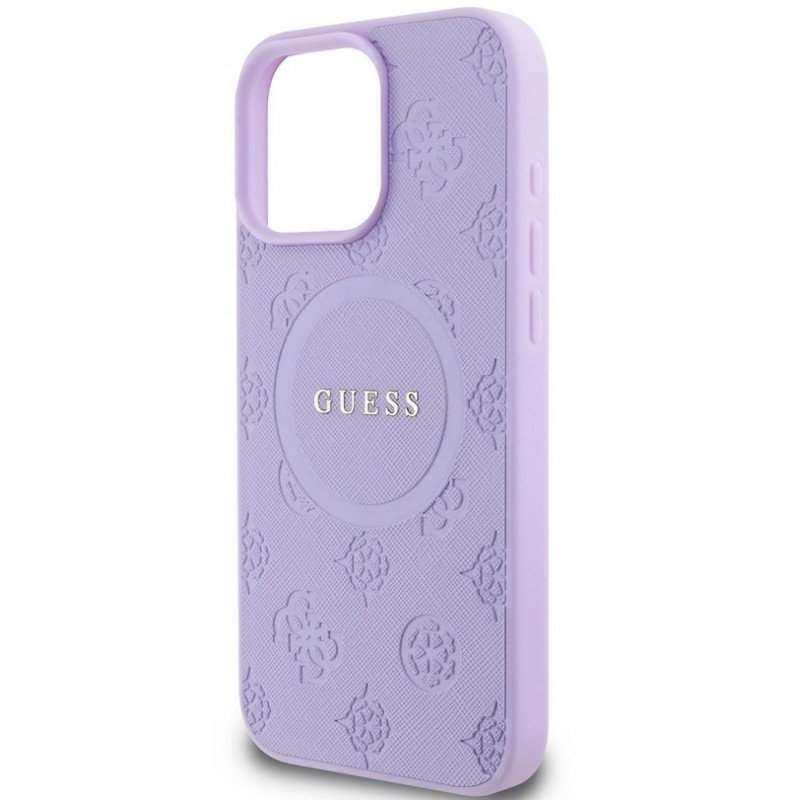 Θήκη Guess Saffiano Peony Stamp MagSafe Case Apple iPhone 16 Pro Max (6.9") Purple