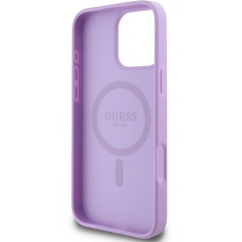 Θήκη Guess Saffiano Peony Stamp MagSafe Case Apple iPhone 16 Pro Max (6.9") Purple