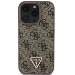 Θήκη Guess PU 4G Strass Triangle Metal Logo Case Apple iPhone 16 Prο (6.3") Brown