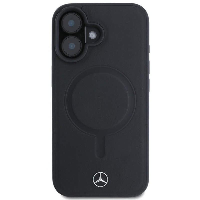 Θήκη Mercedes-Benz Smooth Leather MagSafe Case Apple iPhone 16 (6.1") Black