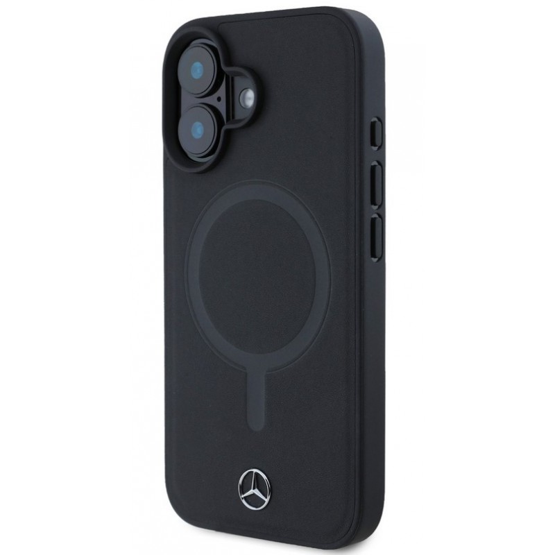 Θήκη Mercedes-Benz Smooth Leather MagSafe Case Apple iPhone 16 (6.1") Black