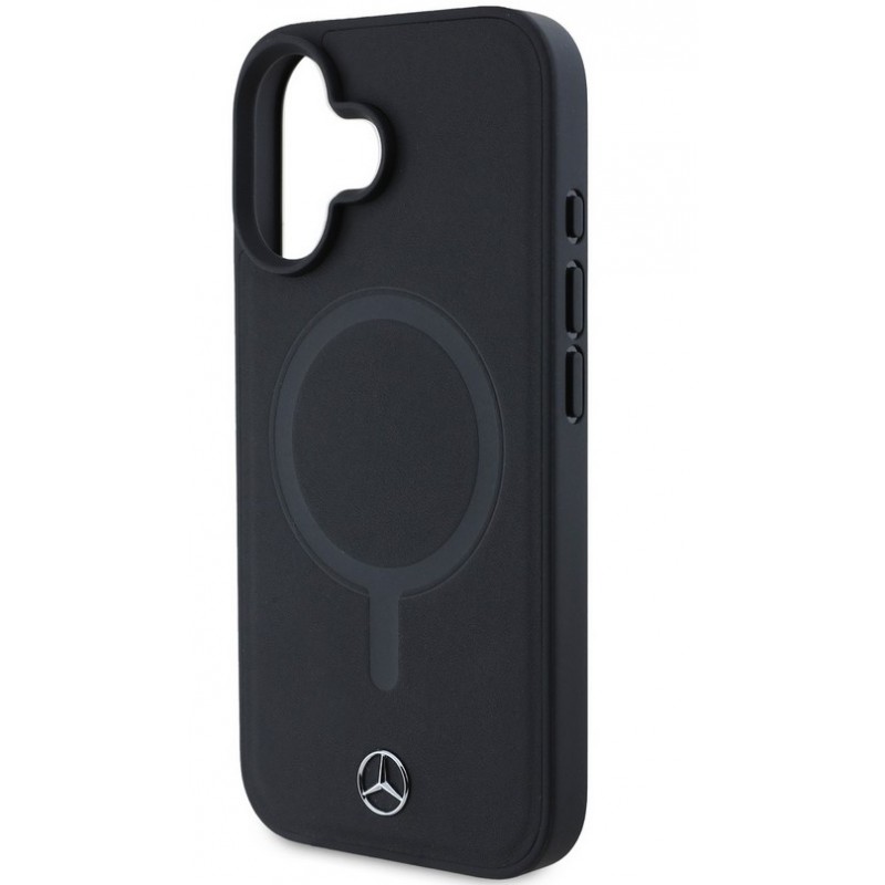 Θήκη Mercedes-Benz Smooth Leather MagSafe Case Apple iPhone 16 (6.1") Black