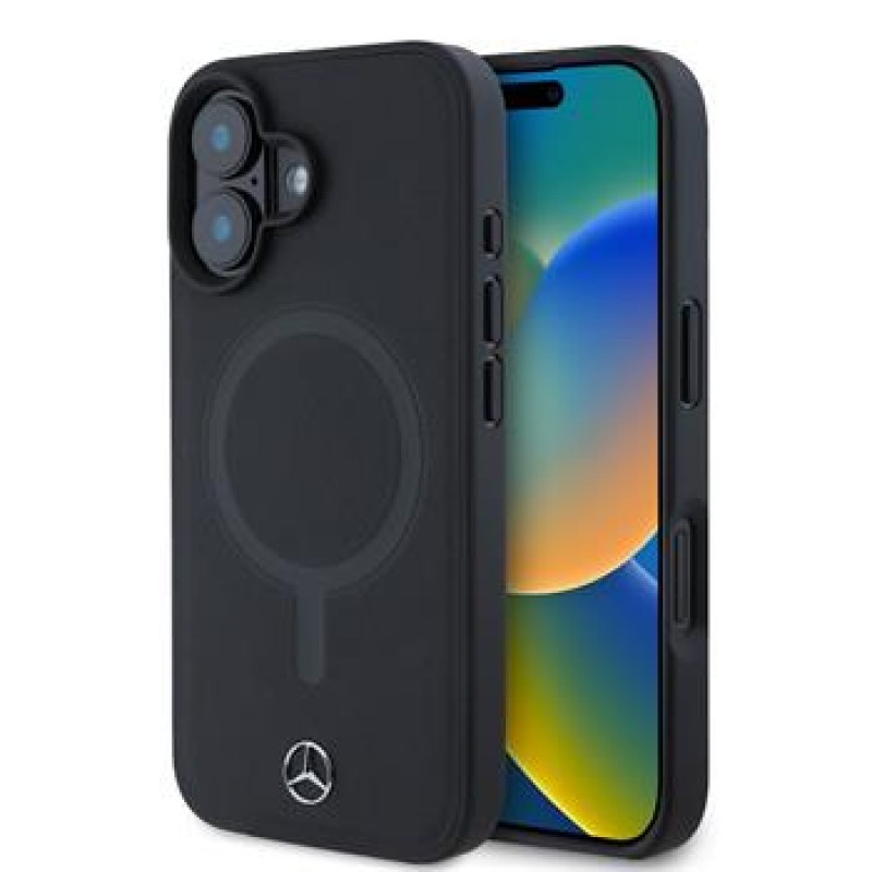 Θήκη Mercedes-Benz Smooth Leather MagSafe Case Apple iPhone 16 (6.1") Black