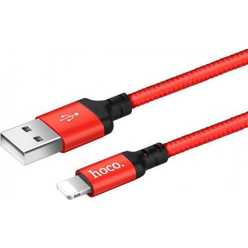 Καλώδιο Data Hoco Data & Charging Cable USB to Lightning  X14 1m Red-Black