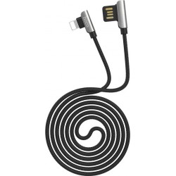 Καλώδιο Φόρτισης Hoco U42 90° Angle Excuisite Steel USB toLightning  1.2m Black