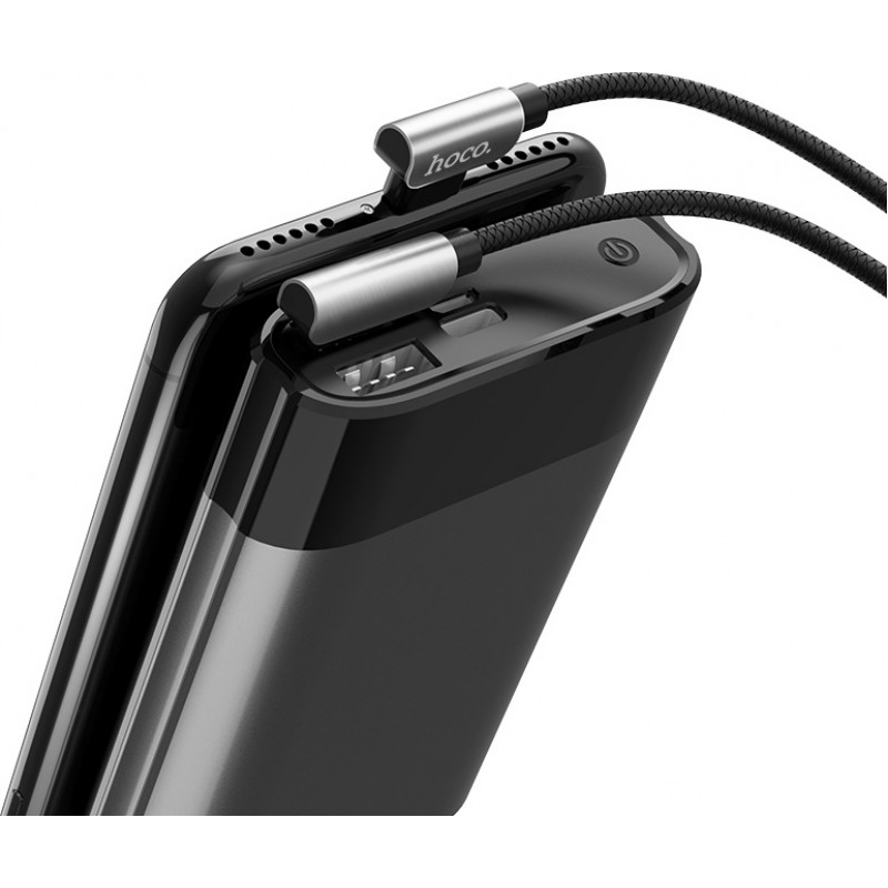 Καλώδιο Φόρτισης Hoco U42 90° Angle Excuisite Steel USB toLightning  1.2m Black