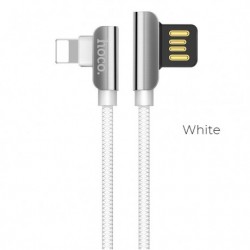 Καλώδιο Φόρτισης Hoco U42 90° Angle Excuisite Steel USB toLightning  1.2m White