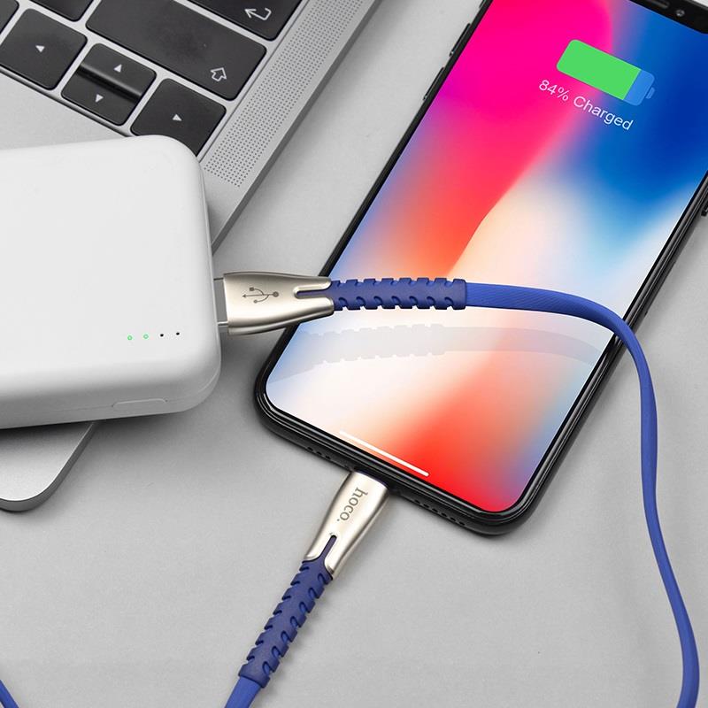 Καλώδιο Hoco U58 Core Flat USB to Lightning Cable 1.2m Blue