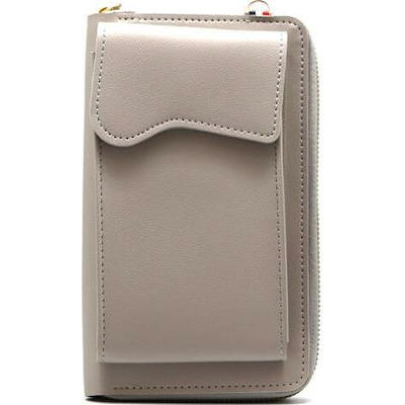 Τσάντα Crossbody Leather Wallet Universal Phone Bag Beige Τσάντα Crossbody Leather Wallet Universal Phone Bag Beige