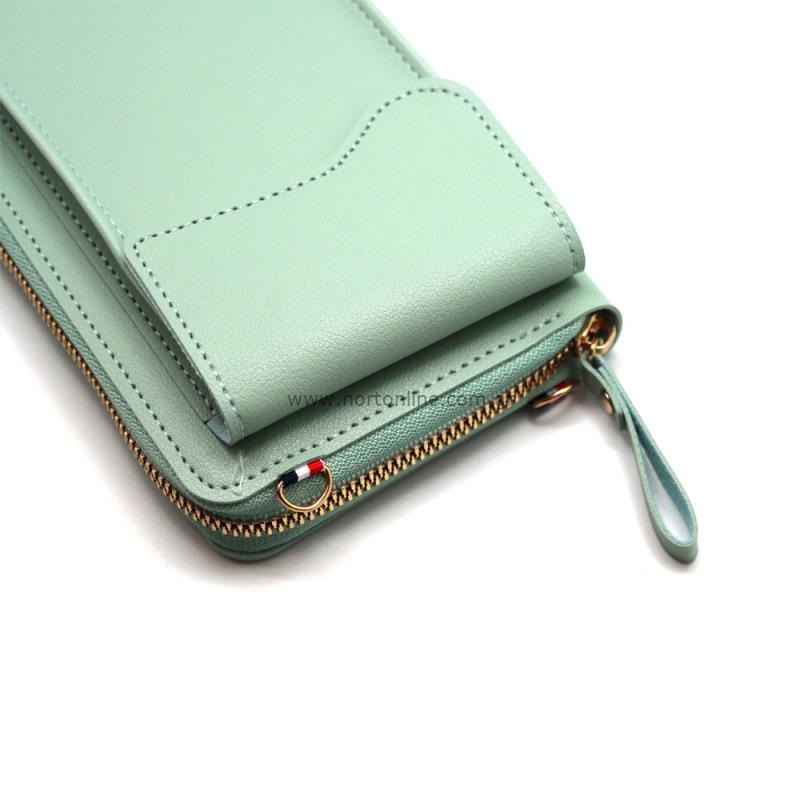 Τσάντα Crossbody Leather Wallet Universal Phone Bag Mint