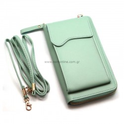 Τσάντα Crossbody Leather Wallet Universal Phone Bag Mint