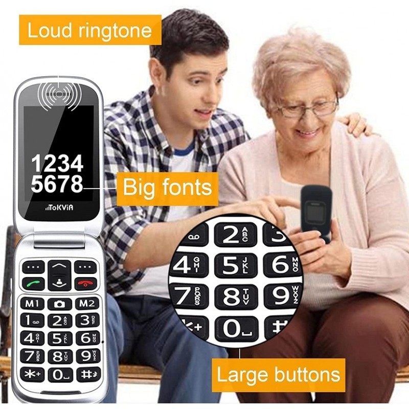 Tokvia T221 Single SIM Κινητό με Μεγάλα Κουμπιά Black