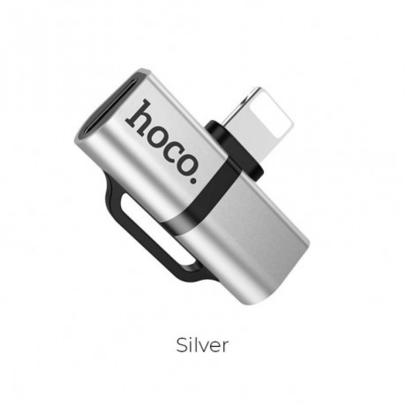 Αντάπτορας Hoco LS20 Lightning Male to 2xLightning Female Silver