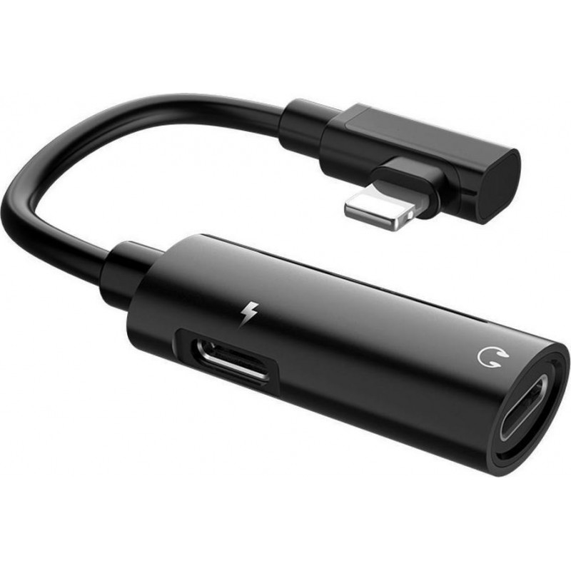 Αντάπτορας Hoco LS18 Lightning Male to 2xLightning Female Black