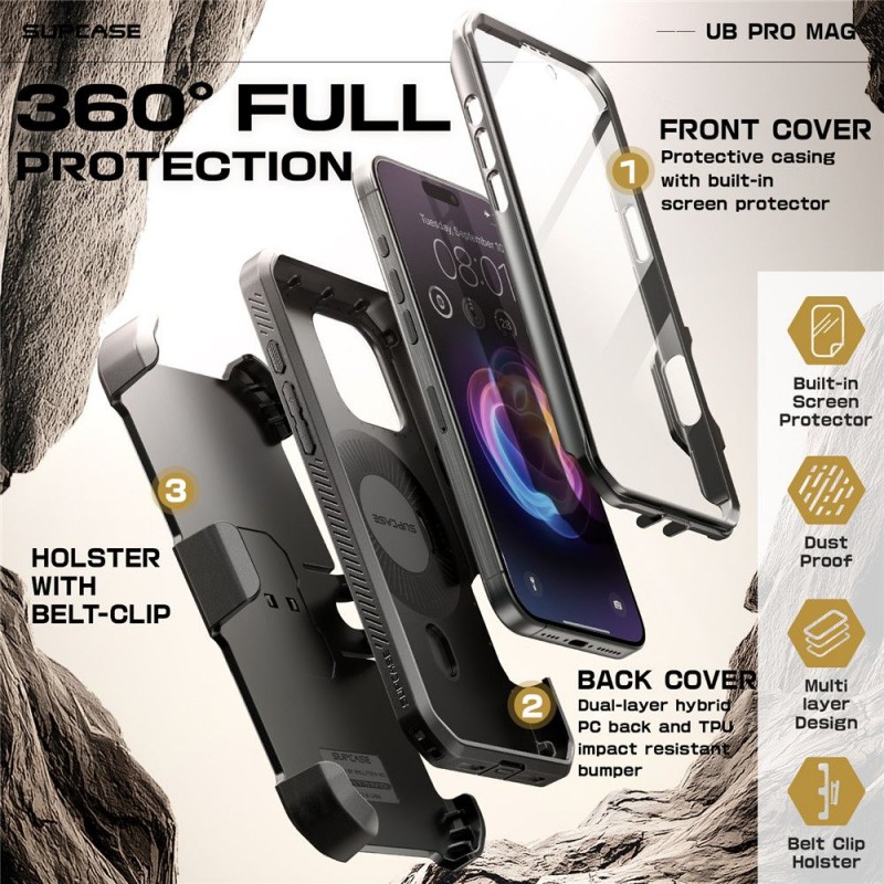 Θήκη Supcase Ub Pro Mag MagSafe Apple iPhone 16 Pro (6.3") Black