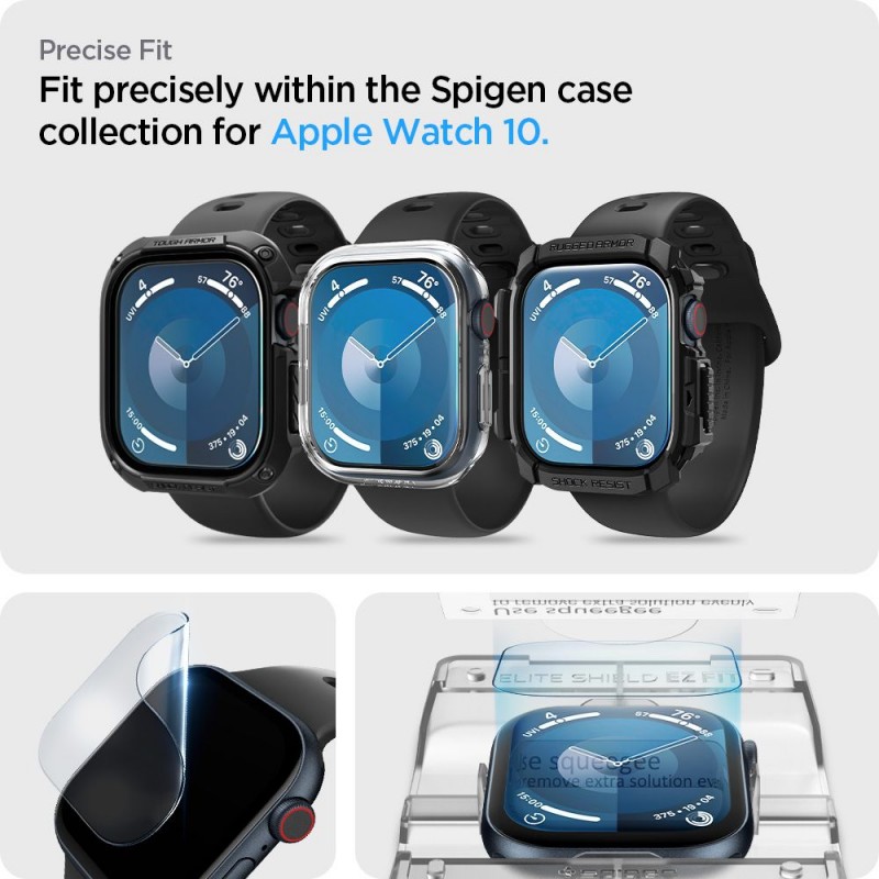 Γυαλί Προστασίας Spigen Elite Shield "EZ FIT" 2-Pack Apple Watch 10 (46mm) Tempered Glass 8H AntiCrash / AntiShock Black (AFL08579) (2τμχ)
