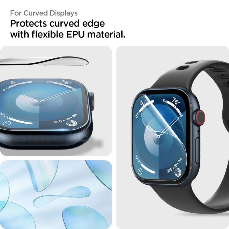 Γυαλί Προστασίας Spigen Elite Shield "EZ FIT" 2-Pack Apple Watch 10 (46mm) Tempered Glass 8H AntiCrash / AntiShock Black (AFL08579) (2τμχ)