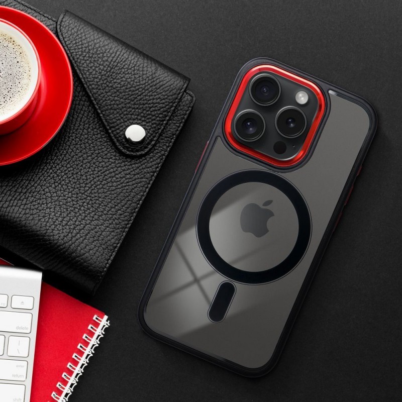 Θήκη Color Edge Mag Cover Apple iPhone 16 Pro Max (6.9") Black / Red