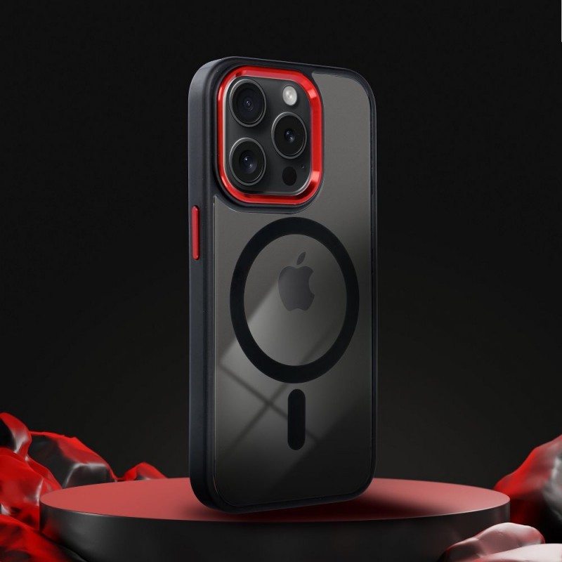 Θήκη Color Edge Mag Cover Apple iPhone 16 Pro Max (6.9") Black / Red