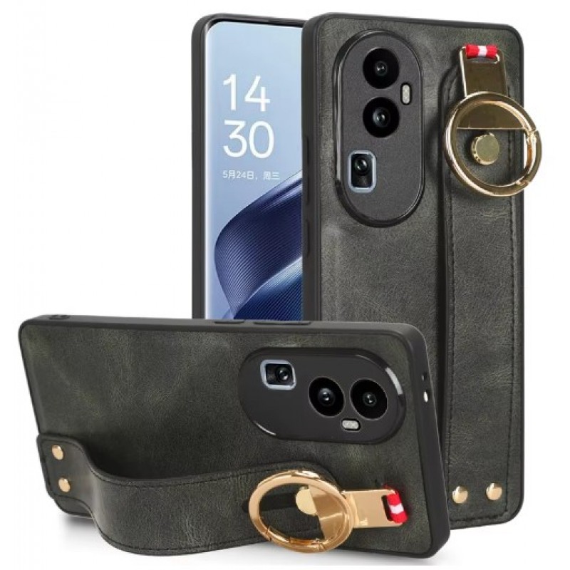 Θήκη PC & TPU Leather Wrist Strap with Bottle Opener Cover Oppo Reno12 F / Reno12 FS Dark Green