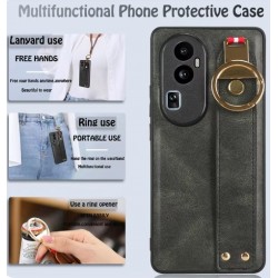 Θήκη PC & TPU Leather Wrist Strap with Bottle Opener Cover Oppo Reno12 F / Reno12 FS Dark Green