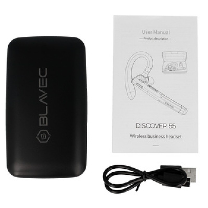 Ακουστικό Bluetooth Blavec Bluetooth Headset Discover 55 & PowerBank BHDI55-B Black