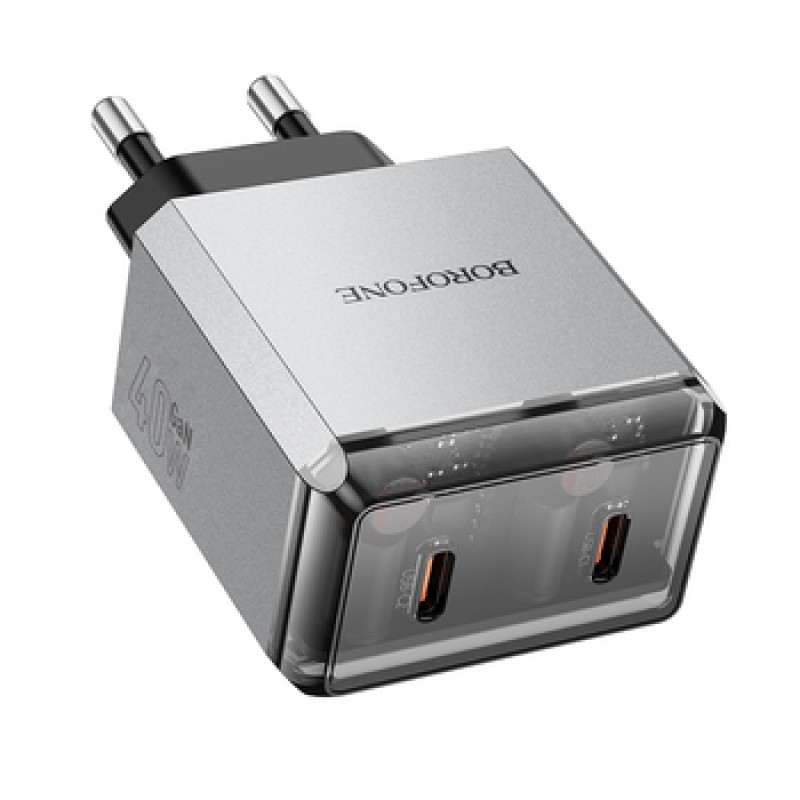 Φορτιστής Borofone Wall Charger BN21 Lena 2xType-C 40W Grey