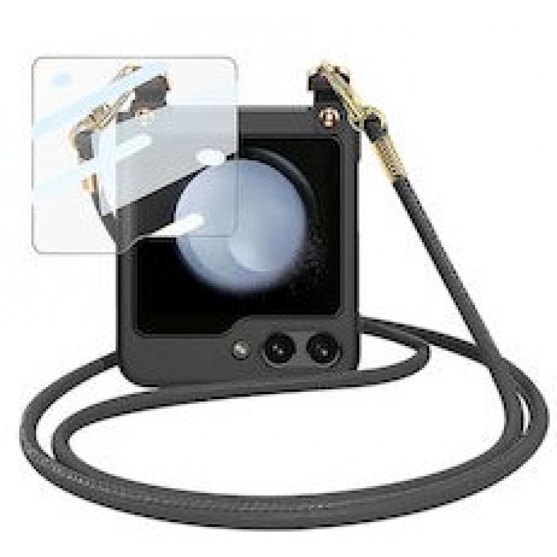 Θήκη PC with Tempered Glass and Lanyard Samsung Galaxy Z Flip5 5G SM-F731 Black