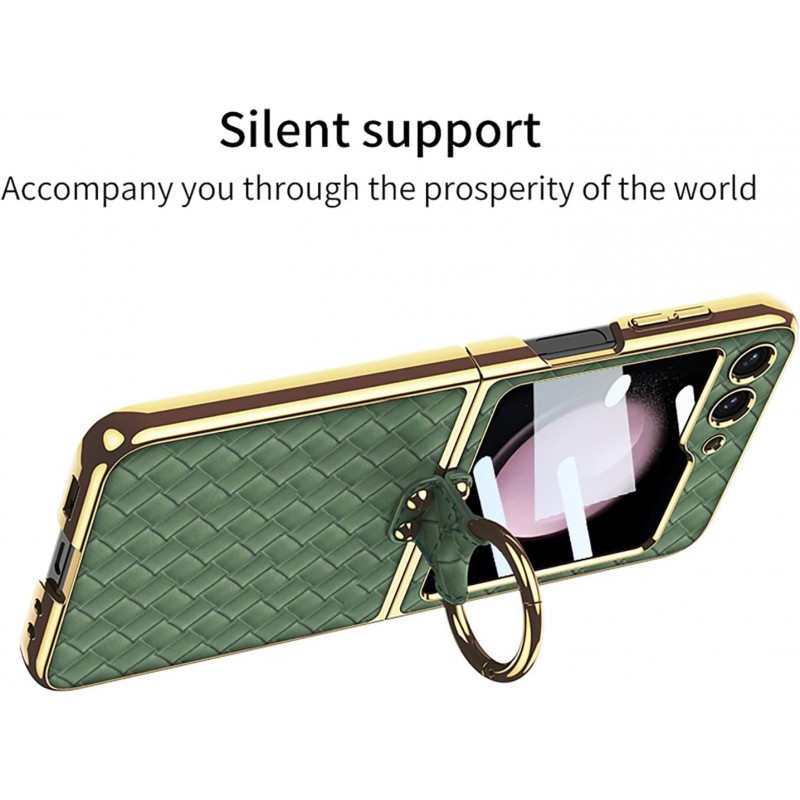 Θήκη Electroplated Weaving with Ring Samsung Galaxy Z Flip5 5G SM-F731 Champagne Gold Θήκη Electroplated Weaving with Ring Samsung Galaxy Z Flip5 5G SM-F731 Champagne Gold