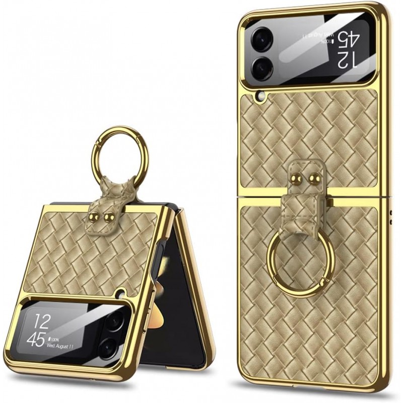 Θήκη Electroplated Weaving with Ring Samsung Galaxy Z Flip5 5G SM-F731 Champagne Gold Θήκη Electroplated Weaving with Ring Samsung Galaxy Z Flip5 5G SM-F731 Champagne Gold