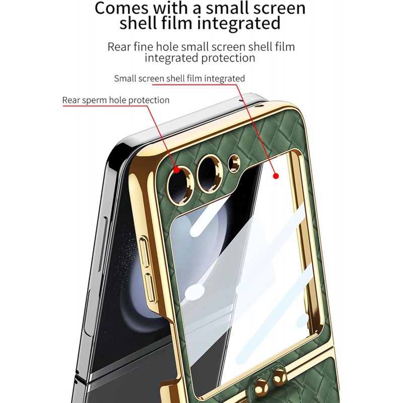 Θήκη Electroplated Weaving with Ring Samsung Galaxy Z Flip5 5G SM-F731 Champagne Gold Θήκη Electroplated Weaving with Ring Samsung Galaxy Z Flip5 5G SM-F731 Champagne Gold