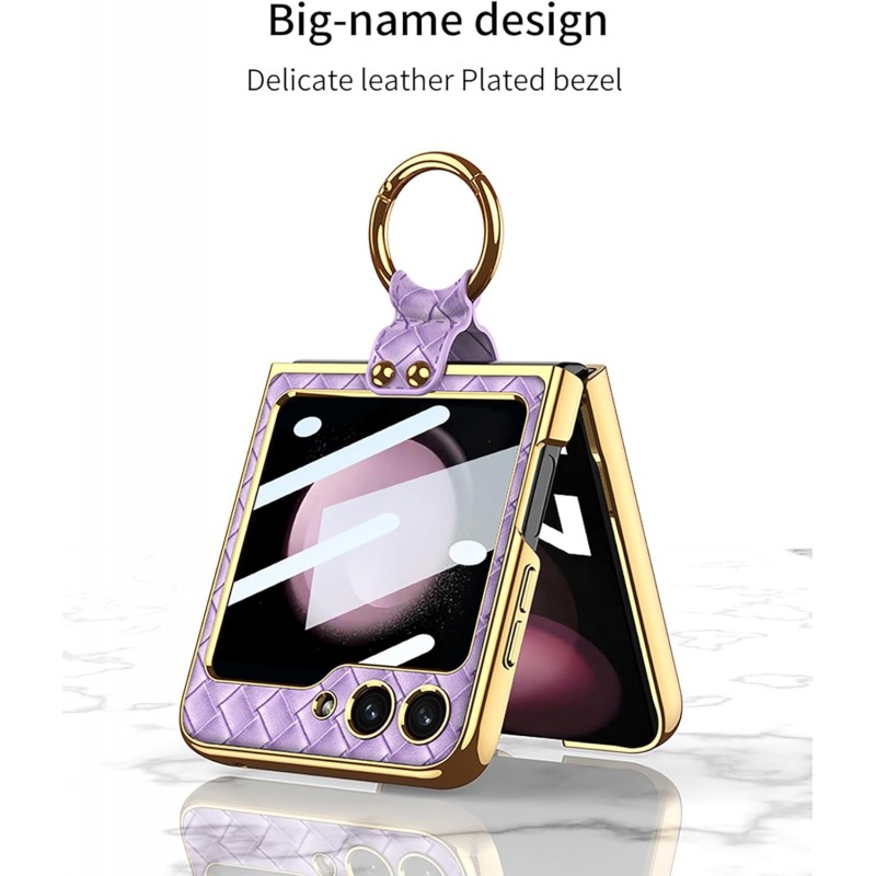 Θήκη Electroplated Weaving with Ring Samsung Galaxy Z Flip5 5G SM-F731 Champagne Gold Θήκη Electroplated Weaving with Ring Samsung Galaxy Z Flip5 5G SM-F731 Champagne Gold