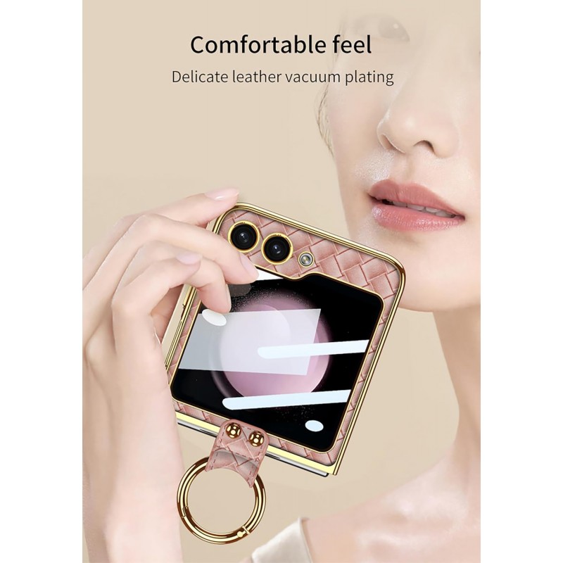 Θήκη Electroplated Weaving with Ring Samsung Galaxy Z Flip5 5G SM-F731 Champagne Gold Θήκη Electroplated Weaving with Ring Samsung Galaxy Z Flip5 5G SM-F731 Champagne Gold
